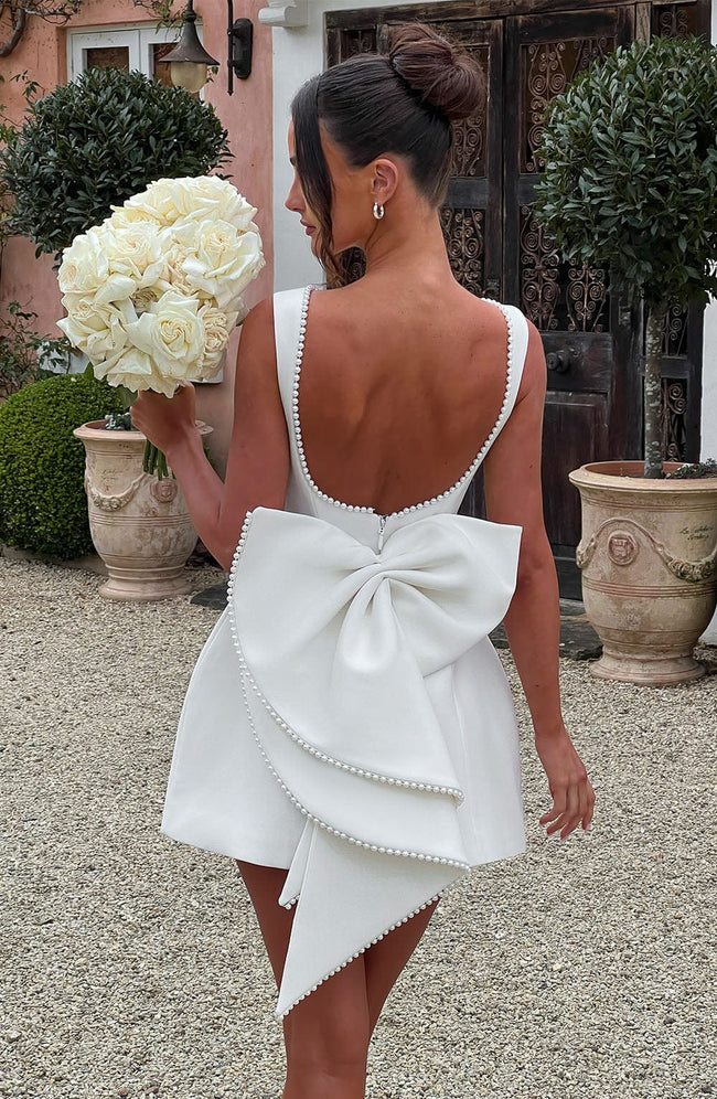 Carrie Mini Dress - Ivory Hover Image