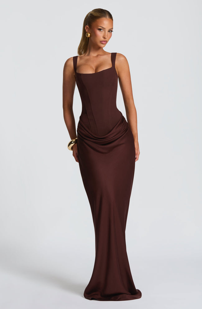 Cornelia Maxi Dress - Plum Brown Main Image
