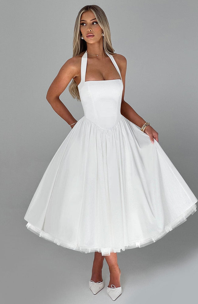 Cressida Midi Dress - Ivory Hover Image