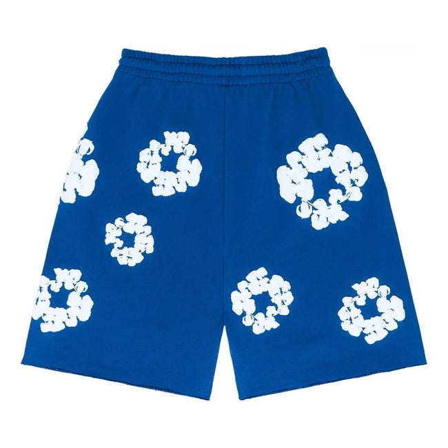 Denim Tears royal blue floral print mesh shorts Main Image