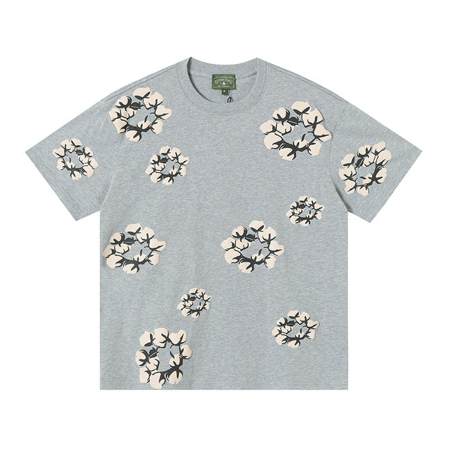 Denim Tears Light Grey Oversized All Over Beige Flower Wreath  TOP Main Image