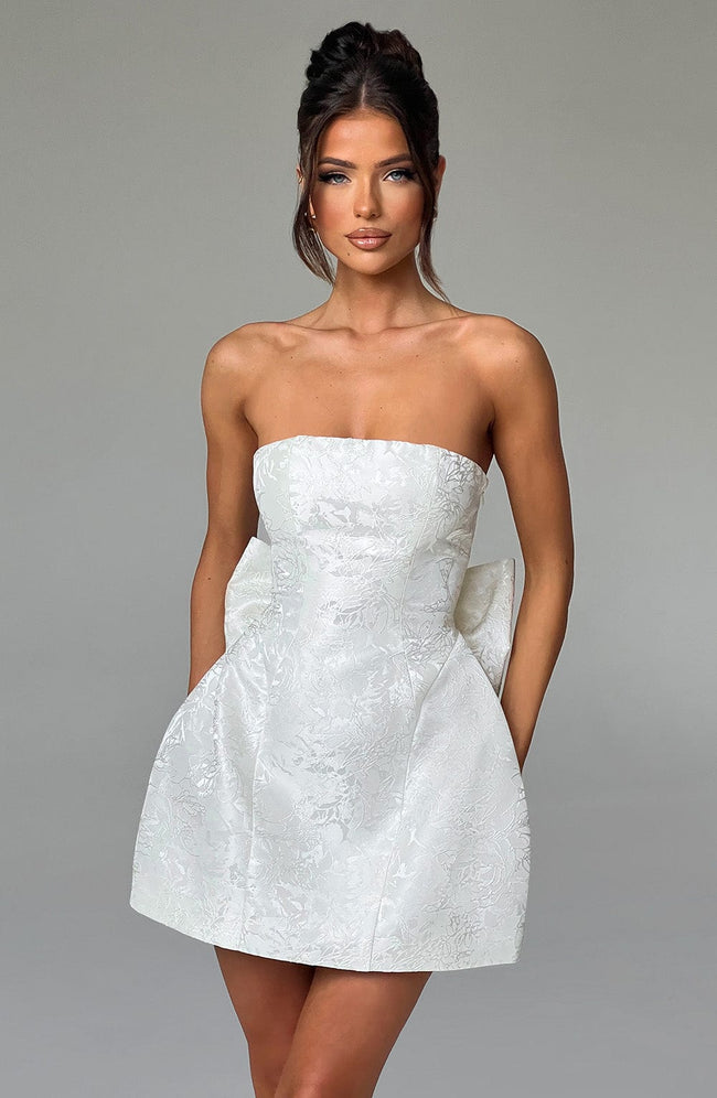 Elenora Mini Dress - Ivory Hover Image
