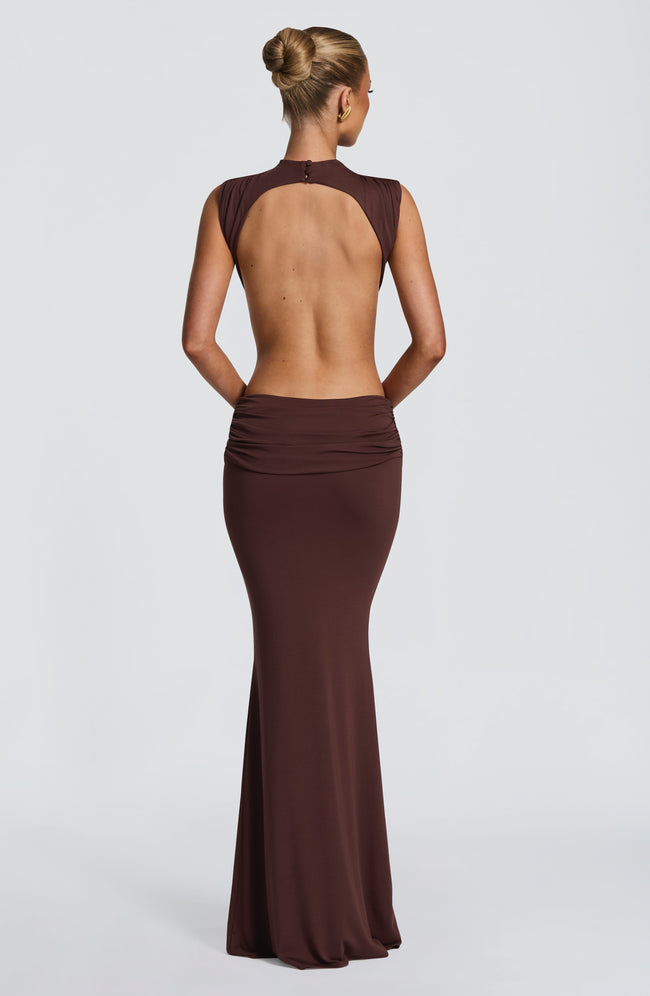 Fenella Maxi Dress - Plum Brown Main Image