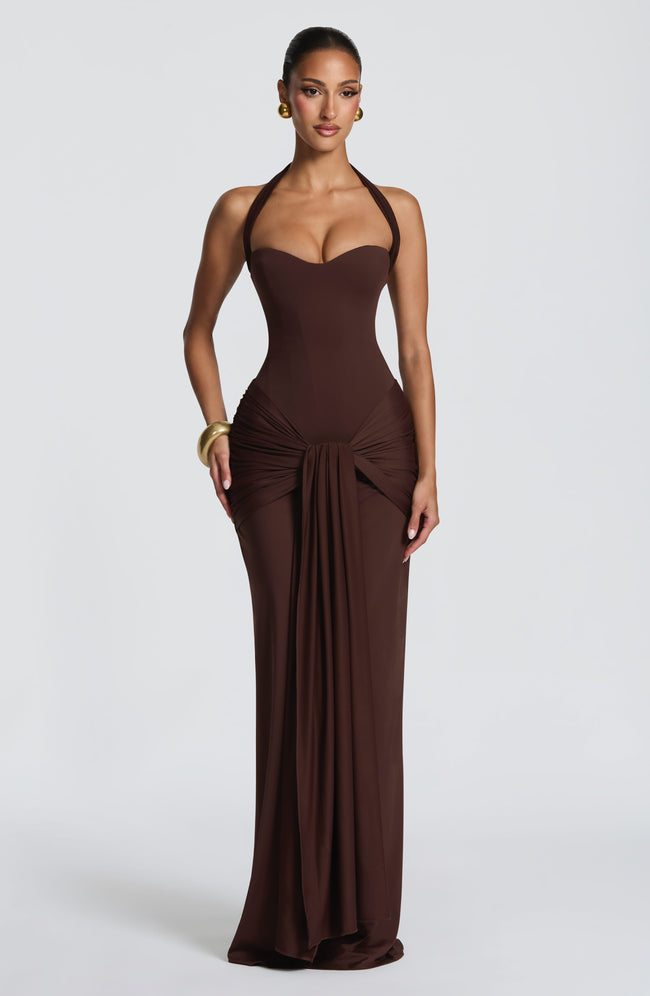 Gia Maxi Dress - Plum Brown Hover Image