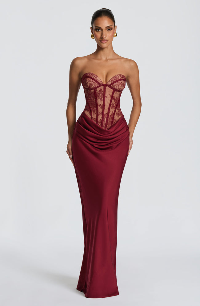 Kathleen Maxi Dress - Burgundy Hover Image