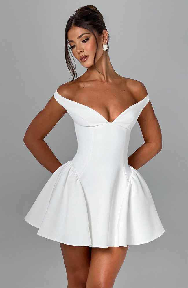 Marla Mini Dress - Ivory Hover Image