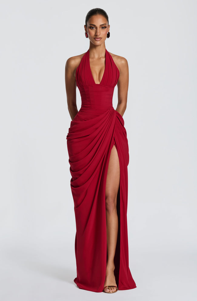 Minette Maxi Dress - Deep Red Hover Image