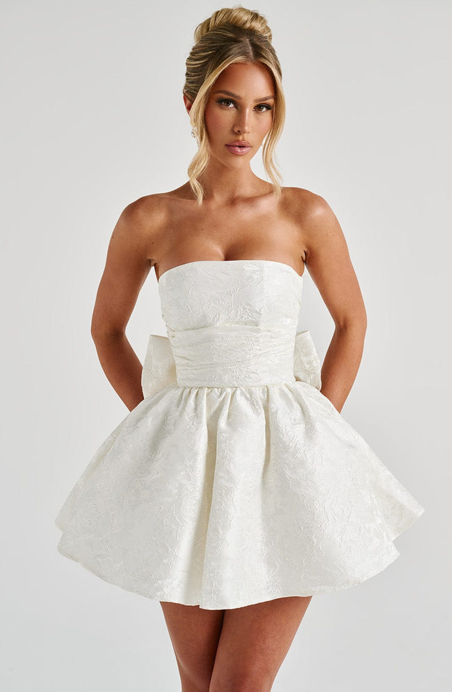 Salome Mini Dress - Ivory Hover Image