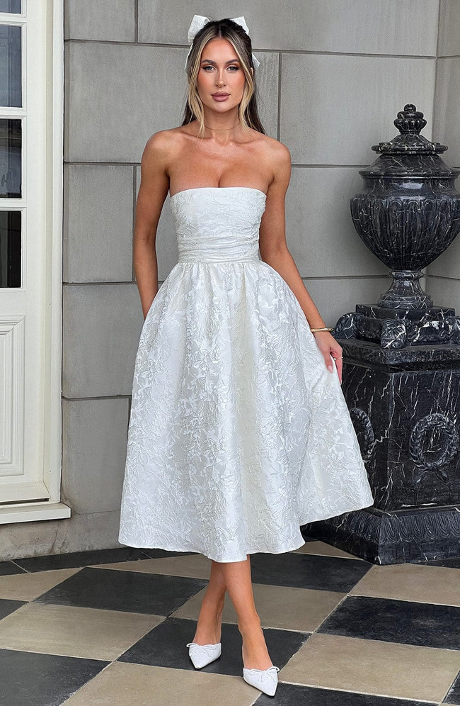 Saoirse Midi Dress - Ivory Hover Image