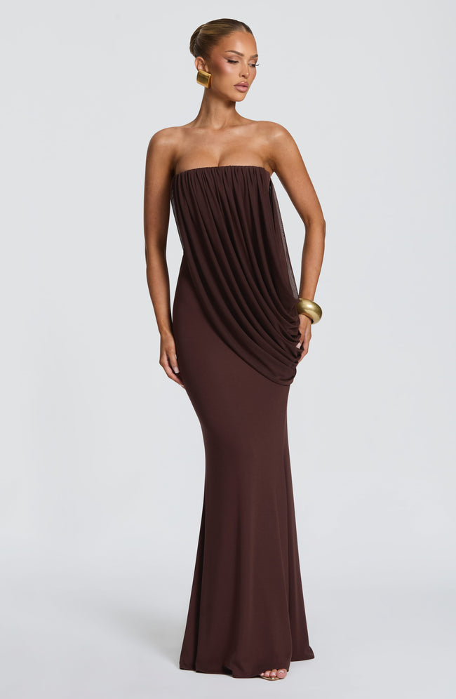Vienna Maxi Dress - Plum Brown Hover Image
